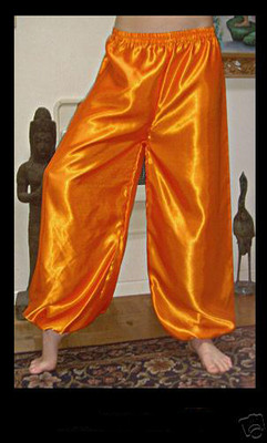 Harem Pants Belly Dance Satin Bright Tangerine Orange