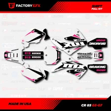 White & Pink Shift Racing Graphics Kit fits Honda Cr85 03-07 CR 85 Decal
