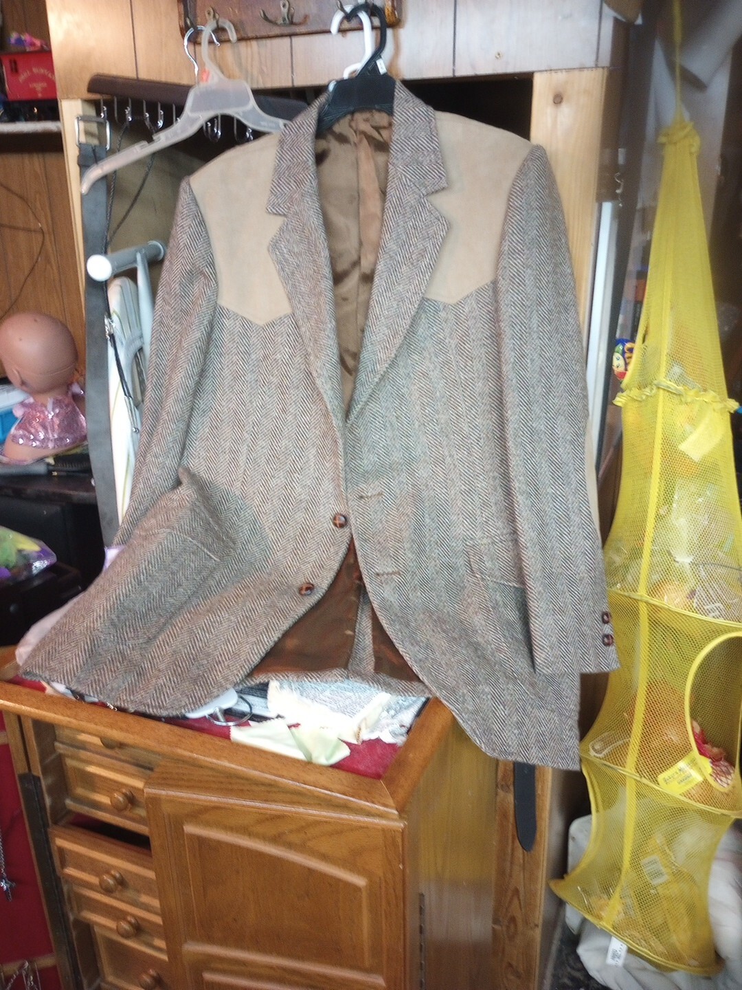 PENDLETON WESTERN BROWN TWEED WOOL & LEATHER BLAZ… - image 1