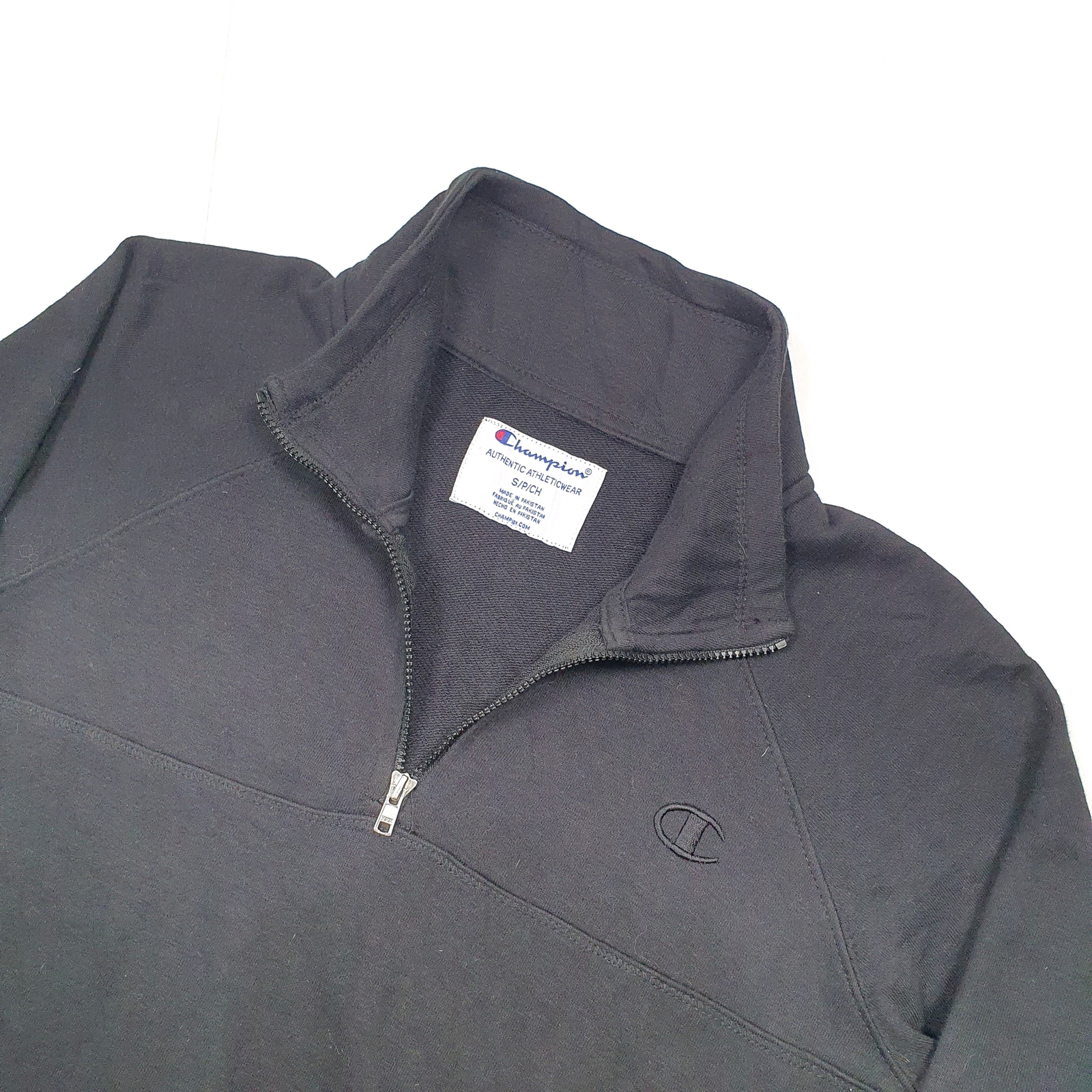Mens CHAMPION Cotton 1/4 Quarter Zip Jumper Sweatshirt S image 2