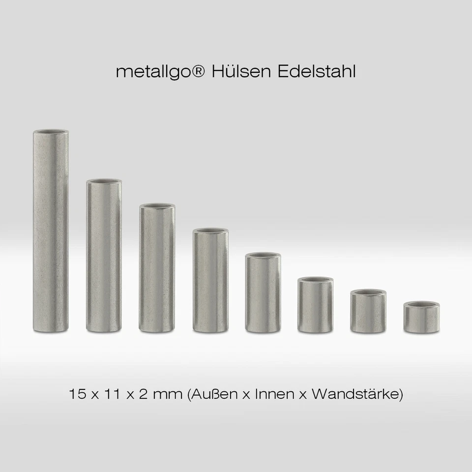 Edelstahl Distanzhülsen, ohne Innengewinde, bis M10 durchsteckbar, 15x11x2 mm - Bild 2 von 4