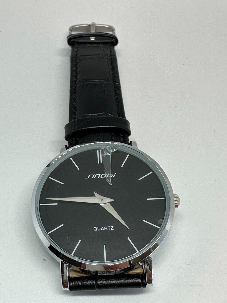 silver black sinobi watch sb9140g crack in the glass | eBay