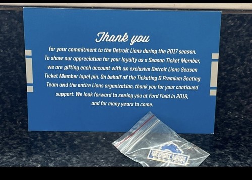 Detroit Lions Dauerkartenhalter Dankeskarte & Stecknadel 2017 - Bild 4 von 6