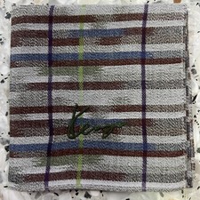 MAN HANKY SILVER-GRAY BROWN STRIPED JAPAN VTG COTTON POCKET ART SQUARE 17   KS1