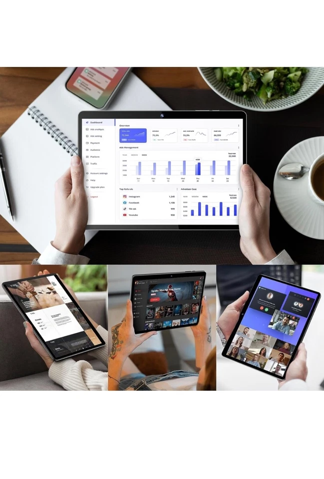 SGIN Android 12 Tablette, Tablette Tactile 10,1 Pouces 64Go+2Go(TF 512Go) - Photo 3/4