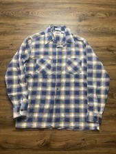 Vintage 80s Dickies Cotton Blue Multicolor Flannel Button Shirt Vtg Work