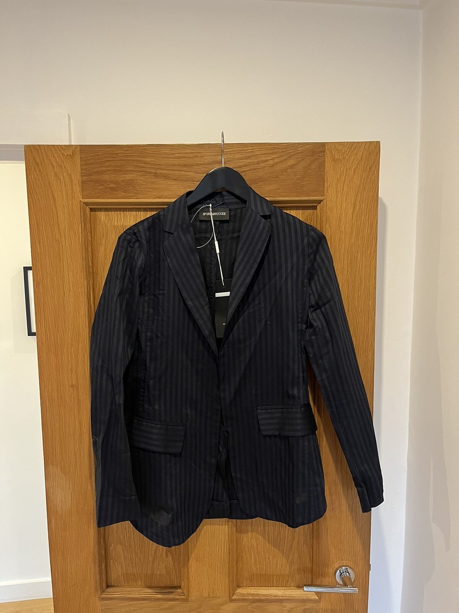 BNWT Women's SPORTMAX CODE Navy Blue Stripe SAGITTA Open Blazer