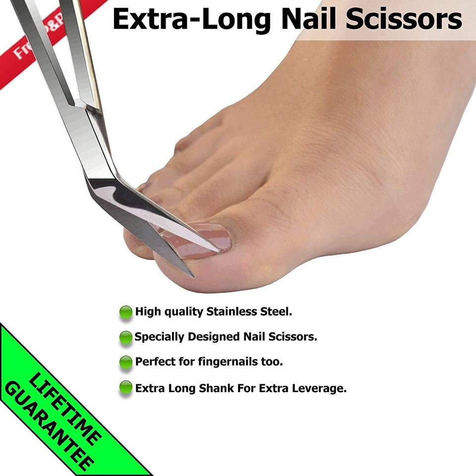 Extra Long Handled Angled Toe Nail Chiropody Podiatry Scissors - Steel ...