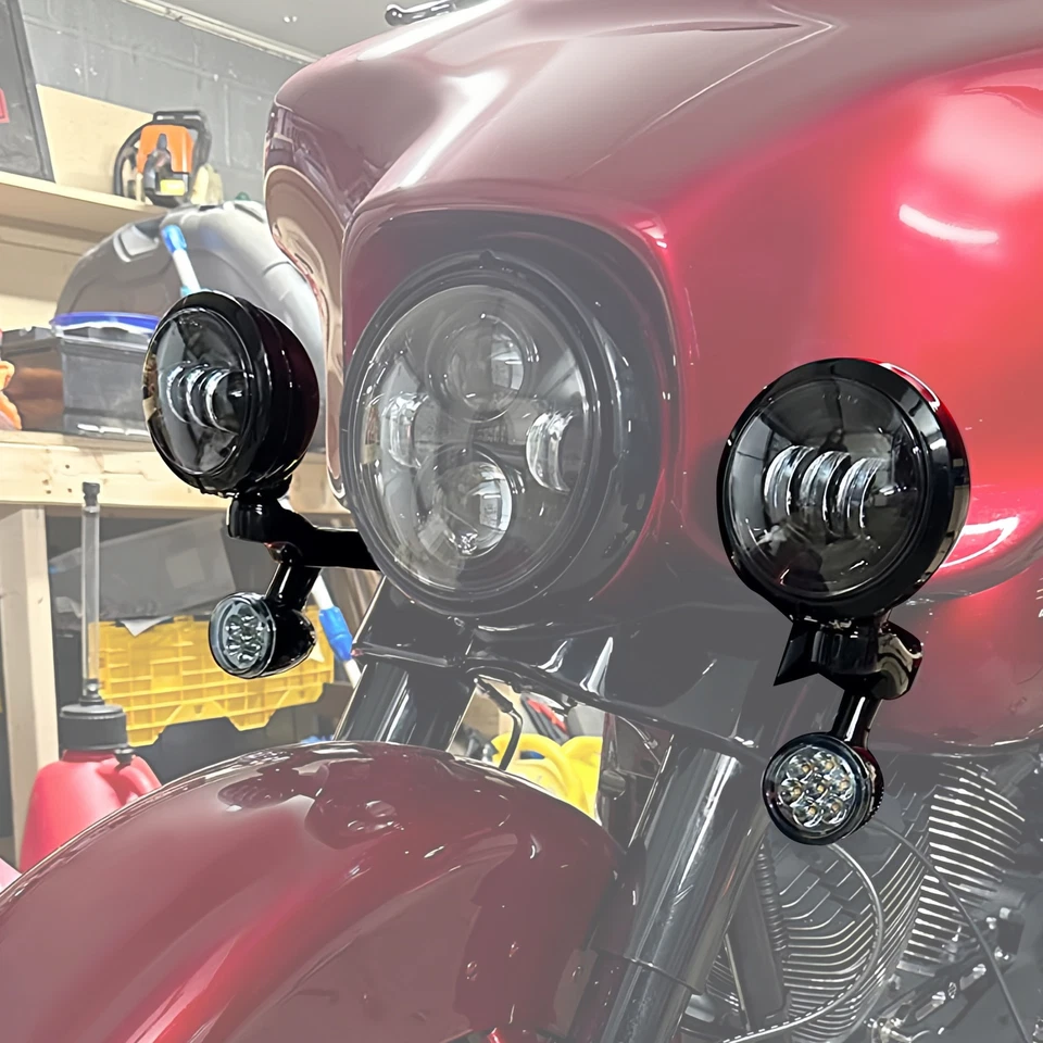 Kit de barra de señales de giro de lámpara luces de paso antiniebla LED apto para Harley Road King Foto 4 de 4