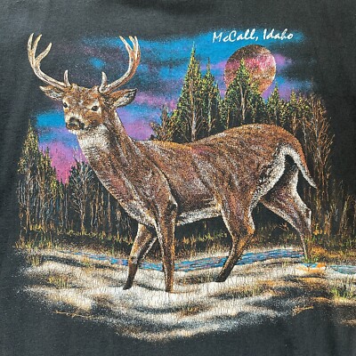 Vintage 90s Large Hazelwood T-Shirt Deer Nature Idaho Single