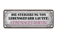 Blechschild Spruch 27X10 Cm Lebensgefahr LebensgefäHrtin Deko Schild Tin Sign