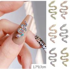 3D Glitter Metal Manicure Accessories DIY Snake Nail Art Decoration NS2