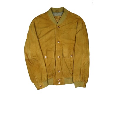 E.B. Company Leather Mens Goats Leather Jacket Aviator 56 XXL Brown Camel