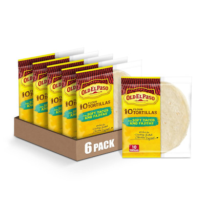 Old El Paso Flour Tortillas, for Soft Tacos and Fajitas, 10 Ct., (Pack of 6)