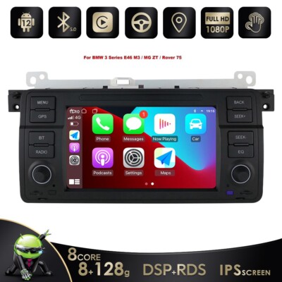 7''Android 12 Carplay Autoradio GPS RDS WiFi Für BMW 3er E46 M3 Rover 75 8+128GB
