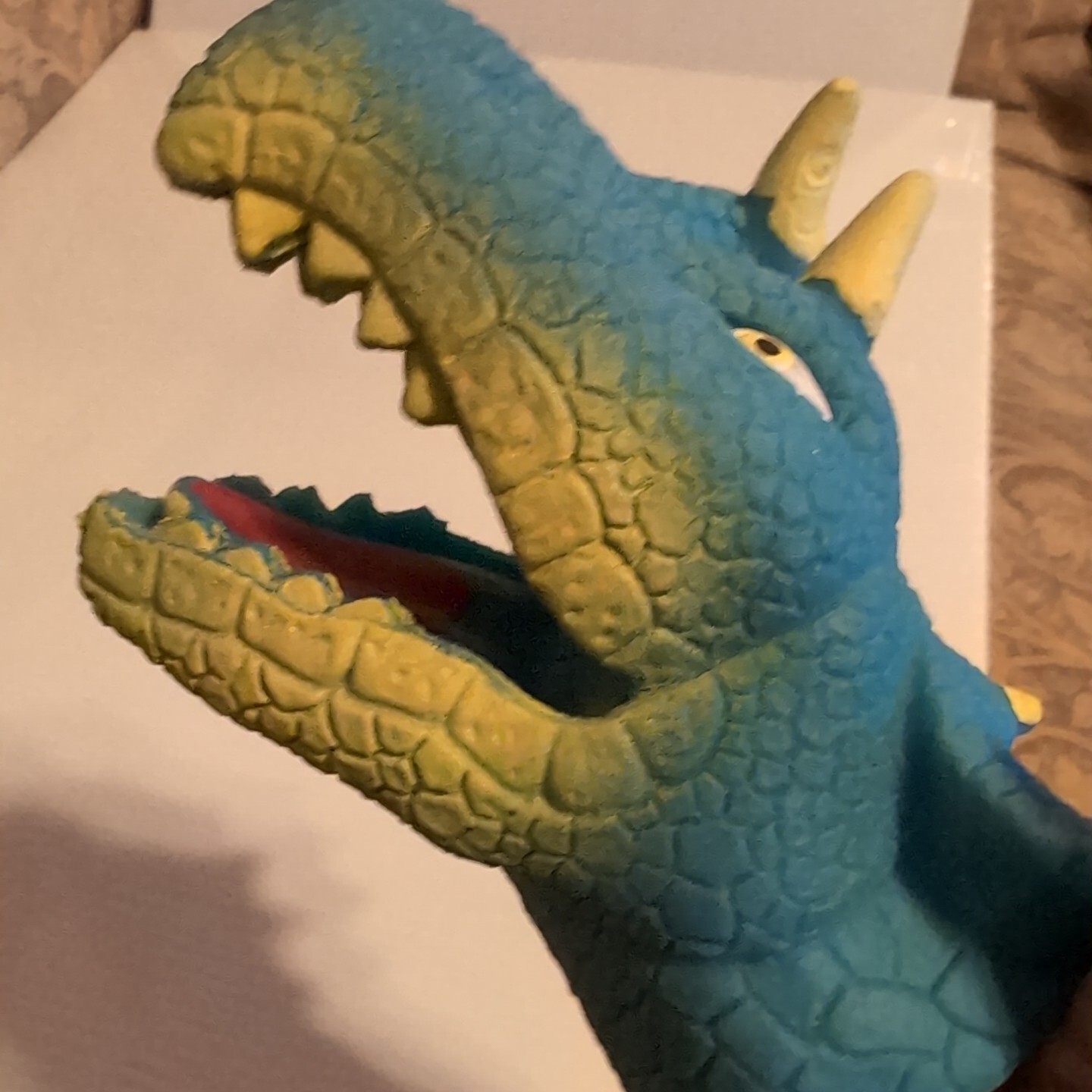 Vtg. Rubber Dinosaur Head Child's Hand Puppet Possiblely JA-RU Imperial?