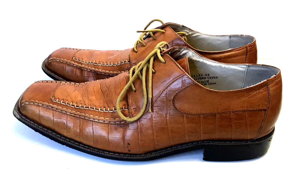 Stacy Adams Men Brown Leather Animal Print Oxford Dress  display picture 1