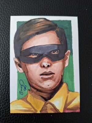 TV BATMAN BURT WARD ROBIN HANDGEZEICHNETE SKIZZENKARTE VON JONATHAN D GORDON PSC ACEO 