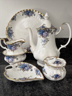 Royal Albert Moonlight Rose Kaffeekanne, Kanne, Dorothy Kanne, Schale, Blatt Teller Set