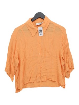 Weekday Women's Shirt S Orange 100% Viscose 3/4 Sleeve Collared Basic