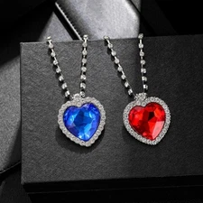 Titanic Heart of the Ocean Crystal Pendant Necklace Rhinestone Jewelry Gift