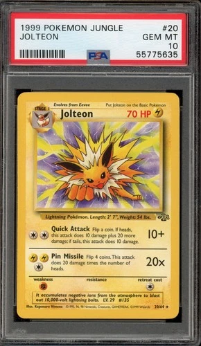 Pokemon Jolteon Jungle Unlimited NON Holo Rare #20 PSA 10 Gem Mint
