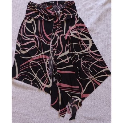 Tempted Women's Medium Slinky Stretch Asymmetrical Y2K Mini Skirt, Vtg.