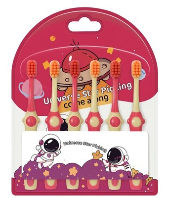 D & K Exclusives Kids Toothbrush Space Set Ages 1 Count (Pack of 6), Pink