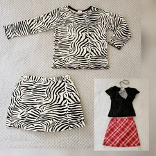 Vtg Gymboree Girls 5 - 6 Zebra Print Top Skort Set Holiday Red Plaid Skirt Lot