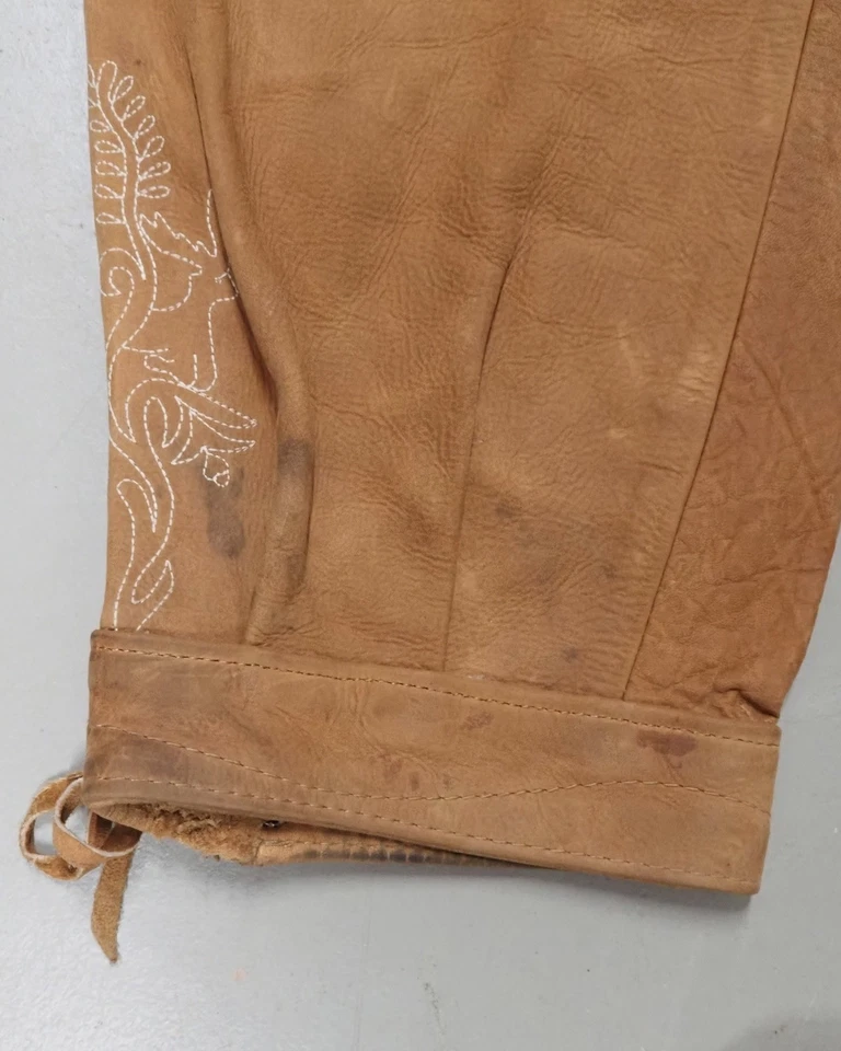 Trachten Lederhose Größe 48 Herren Büffel Nubukleder lang T031 - Bild 2 von 4