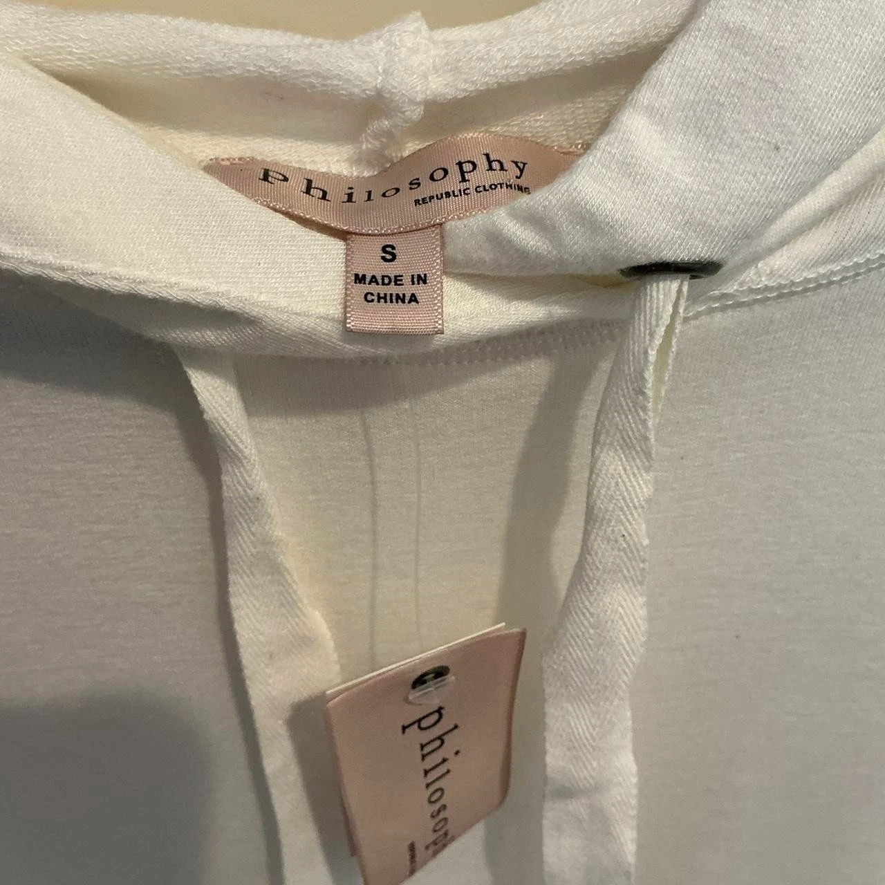 OFF WHITE Philosophy Republic Felpa Donna con Cappuccio Manica Raglan Bianco Sporco Taglia S