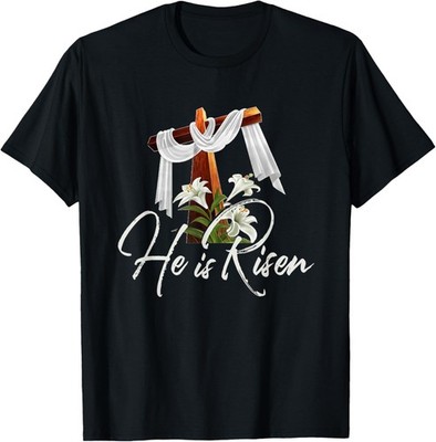 Happy Easter Day Christian Cross Shirt Women, He is Risen T-Shirt