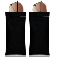 2PCS Soft Eyeglass Case Portable Squeeze Top PU Leather Sunglass Pouch Black