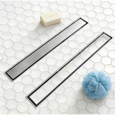 Muschbath 28-Inch Linear Shower Drain 2-In-1 Reversible Tile Insert Grate