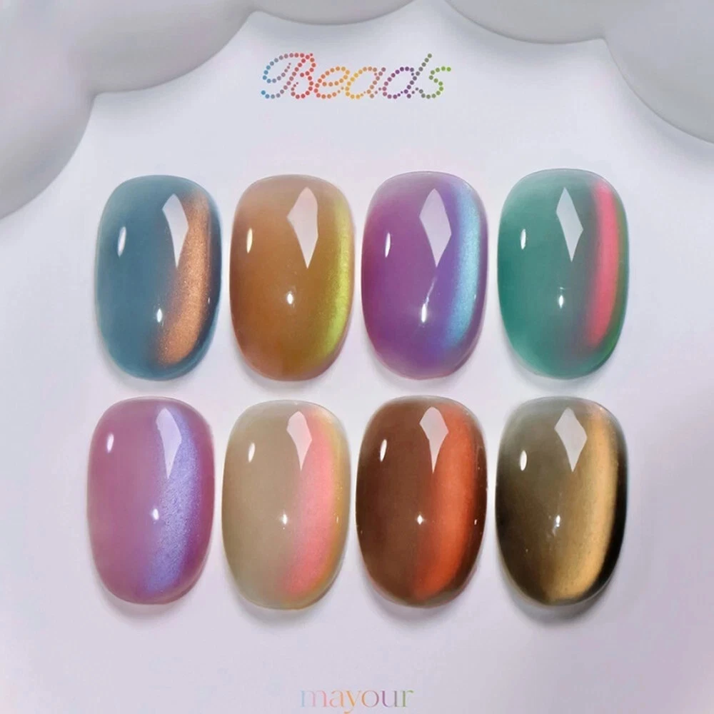 MAYOUR Beads Magnetic Cat Eye Gel Nail Polish Set 8 Colors 10ml
