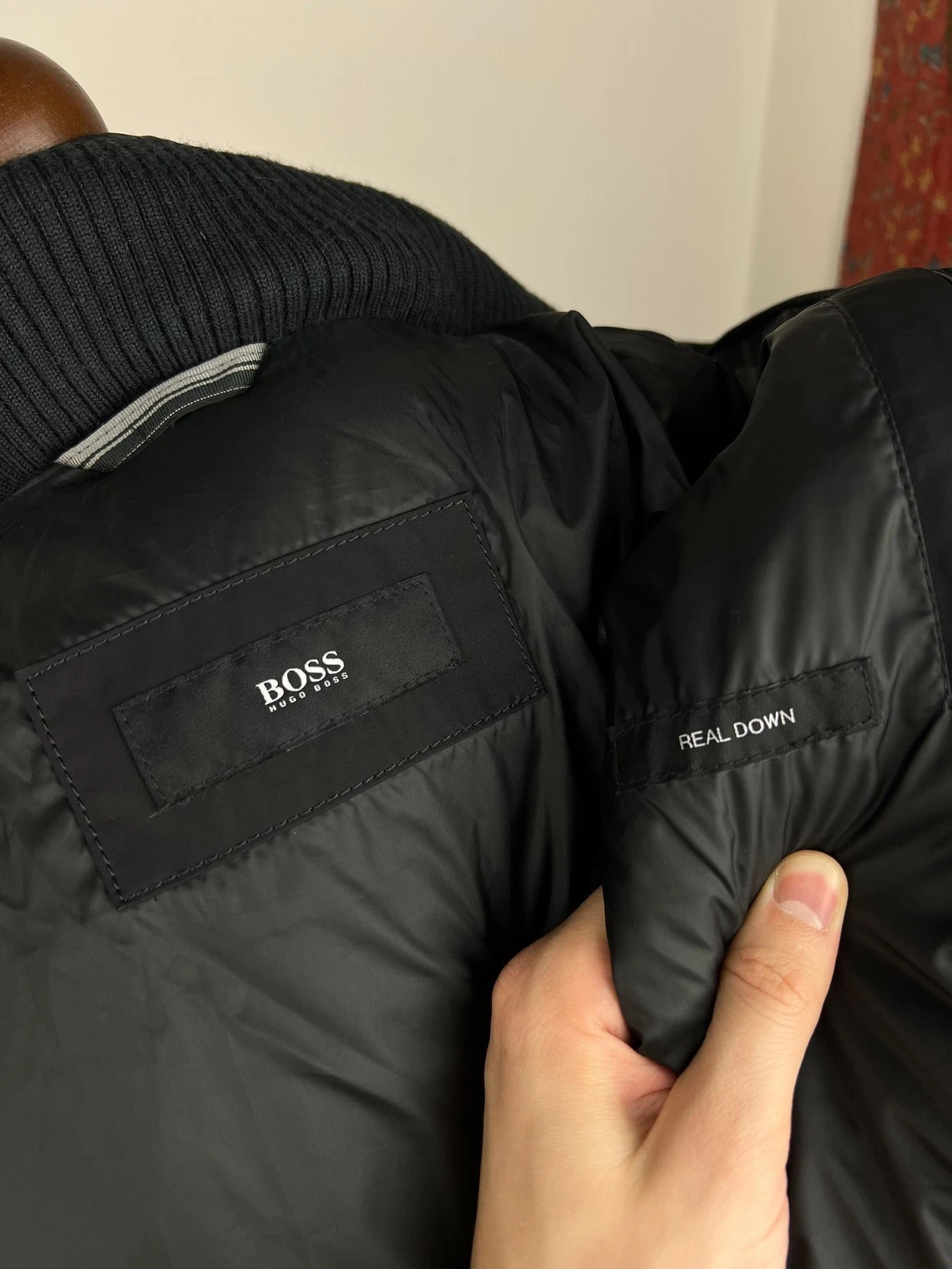 HUGO BOSS Solid Black Quilted Down Insulated FullZip Modern Jacket 38US\48IT image 9
