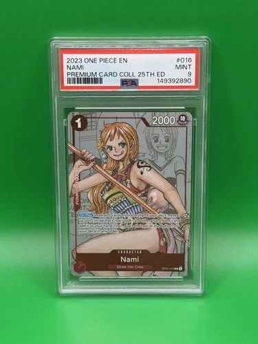 PSA 9 2023 Bandai One Piece Card Game Nami OP01-016 Premium 25th Ed EN Foil