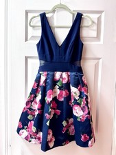 Xscape Fit  Flare Floral Sleeveless Dress With Mesh Insets, Size 2