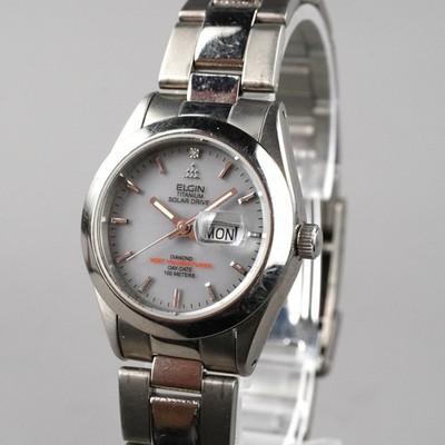 ELGIN Vintage TITANIUM SOLAR DRIVE DAY-DATE FK-1250-C 100m Unisex 30mm Watch