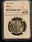 1937-P Walking Liberty Silver Half Dollar 50C NGC  MS63  **BLAST WHITE**