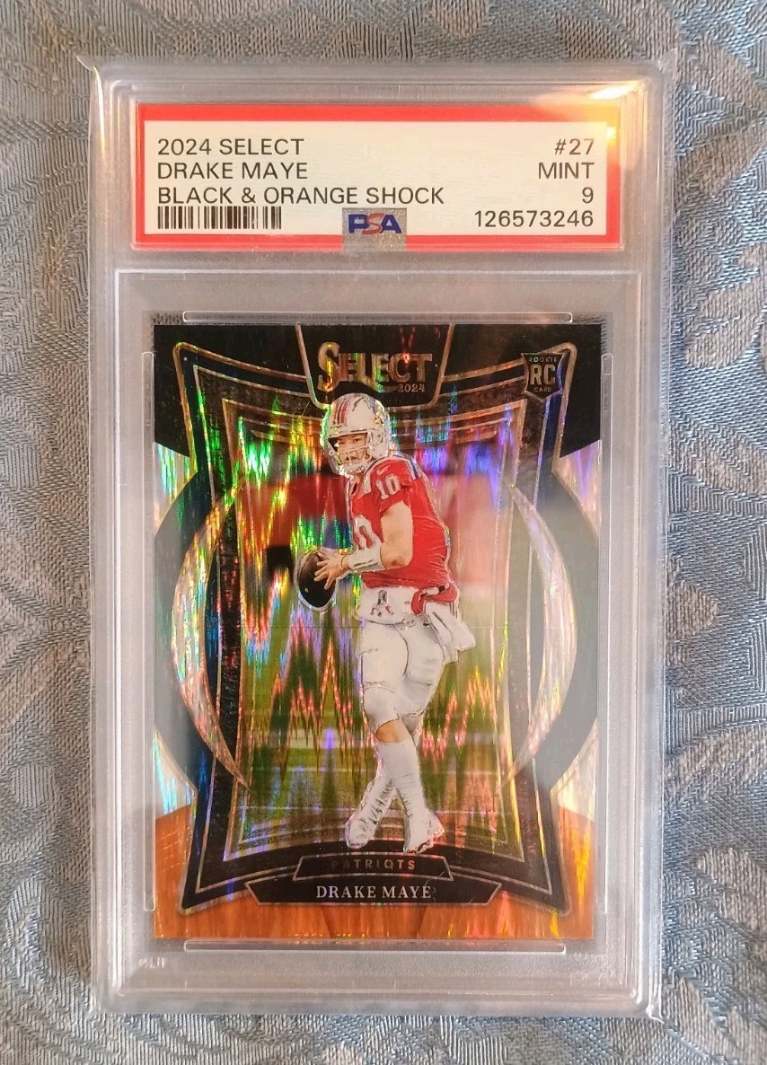 2024 Select Drake Maye Concourse RC Black and Orange Prizm Shock #27 PSA 9 POP 5