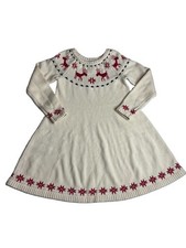 Hanna Andersson Snowflake Fair Isle Sweater Dress Girls Size 6-7 Reindeer read