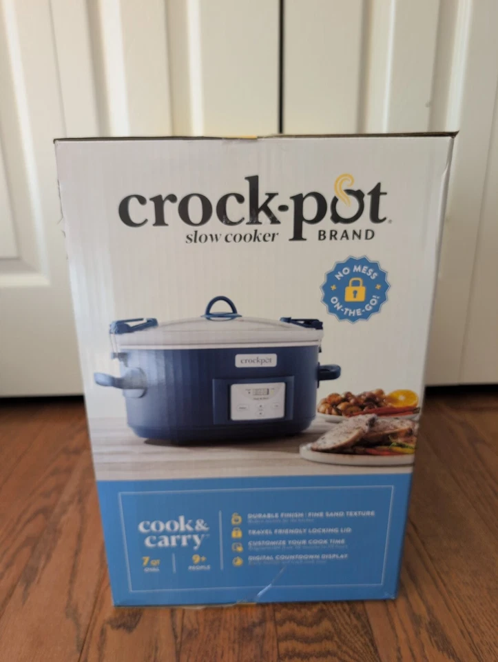 Crock-Pot 7qt One Touch Cook & Carry Slow Cooker Blue Locking Lid Programmable - Image 4 of 4