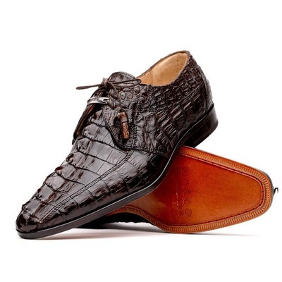 Cancun Genuine Hornback Caiman Crocodile dress Shoes Brown