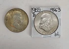 1948 D, 1959 D Franklin Half Dollar Set Lot Of 2 Coins 90% Silver $1 Face Value