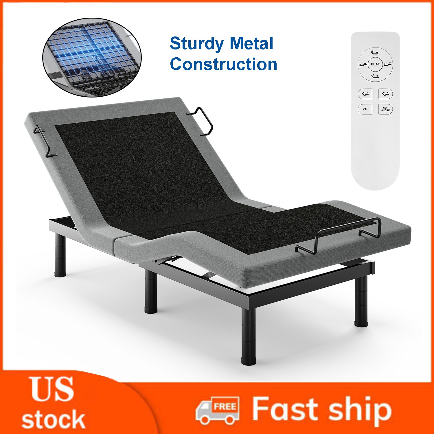 Base With Massage Remote Usb Twin Xl
