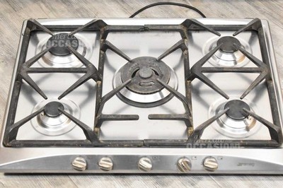 Edelstahl Kochfeld Smeg 5 Brenner mit Gusseisen-Rosten 68 X 50 Cm (Riffling)