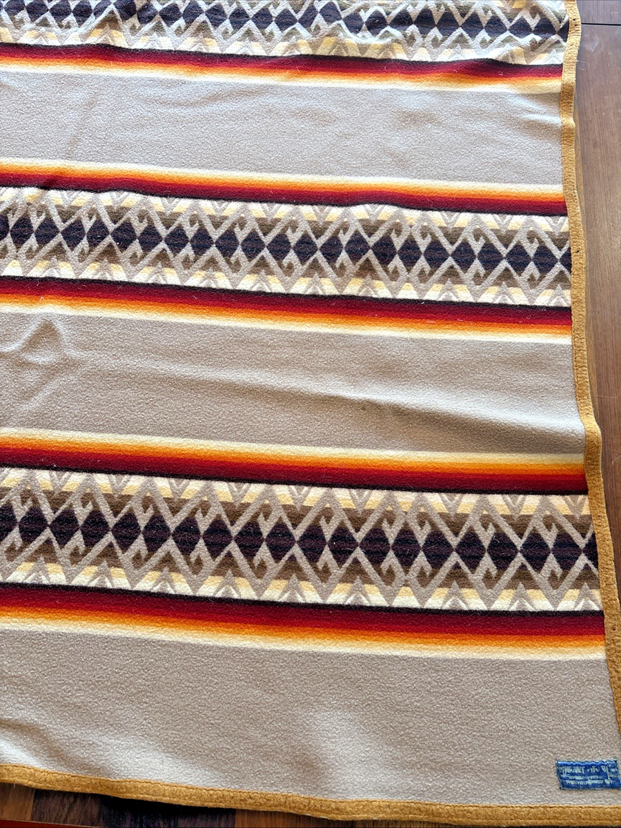 Antique Pendleton Blanket Beaver State Throw 1920s Beige Orange