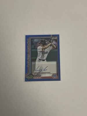 2025 Topps Pro Debut Casey Cook Blue Foil Auto /150 Rangers UNC Tar Heels