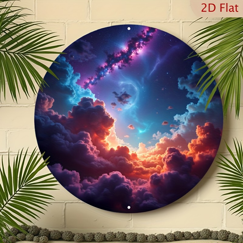 Vibrant Cosmic Theme Round Aluminum Wall Art